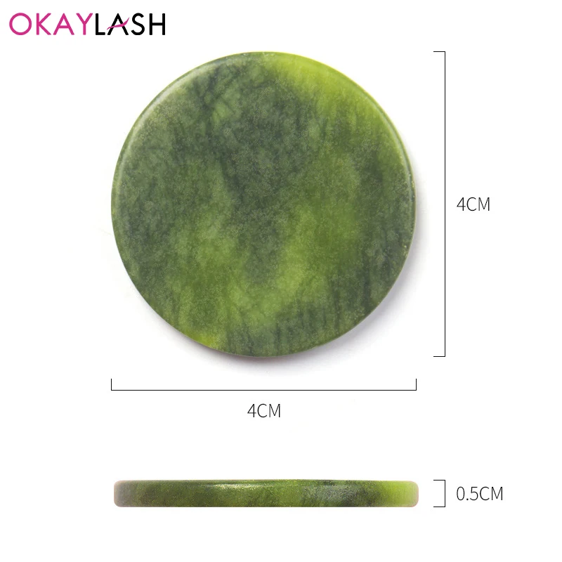 Okaylash 100個まつげ接着剤ホルダーシム紙パレットステッカーパッドと1個まつげエクステンションヒスイの石セット