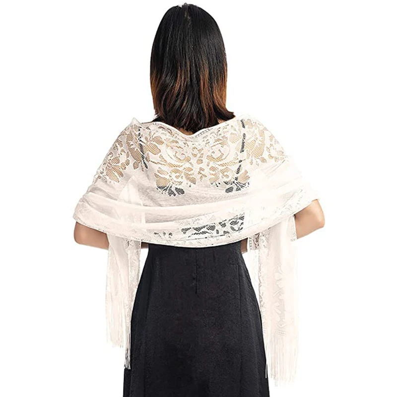 Women Shawl Scarf Hollow Lace Scarf Soft Evening Dresses For Wedding Party Bridal Bridesmaid Cocktail Evening Dresses