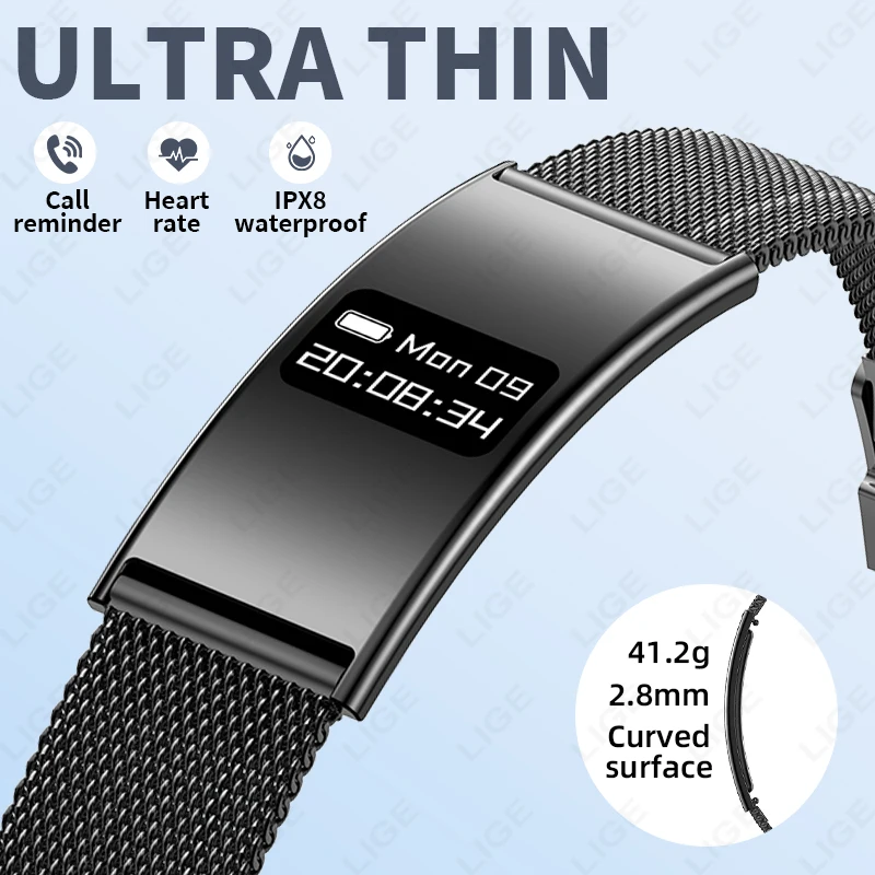 

New 2.8mm Ultra-thin body Smart Watch Heart rate IPX8 Waterproof Daily Monitoring Gift Women Men Smart Bracelet For Android lOS