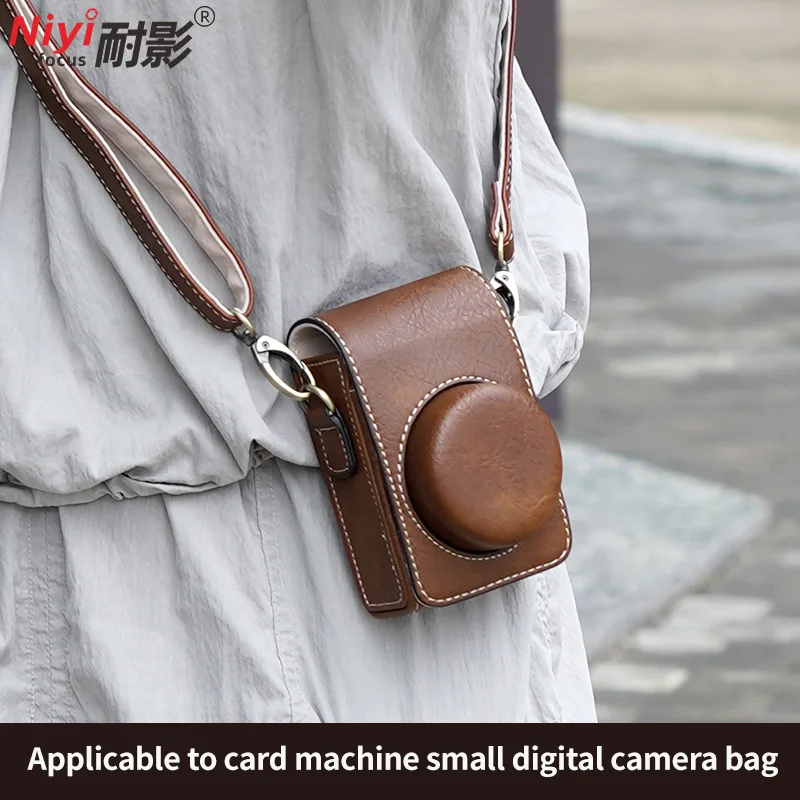 カメラバッグ カメラバックパック バッファローパターン レザー ポータブル収納バッグ カメラストラップ付き Sony ZV1 Leica D-LUX用