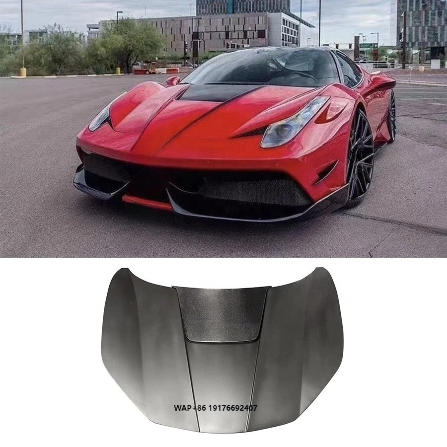 Mi-sha Style Carbon Fiber Front Hood for 458 2011-2016 Front Bumper Engine Hood Bonnet Cover Car Bodykit
