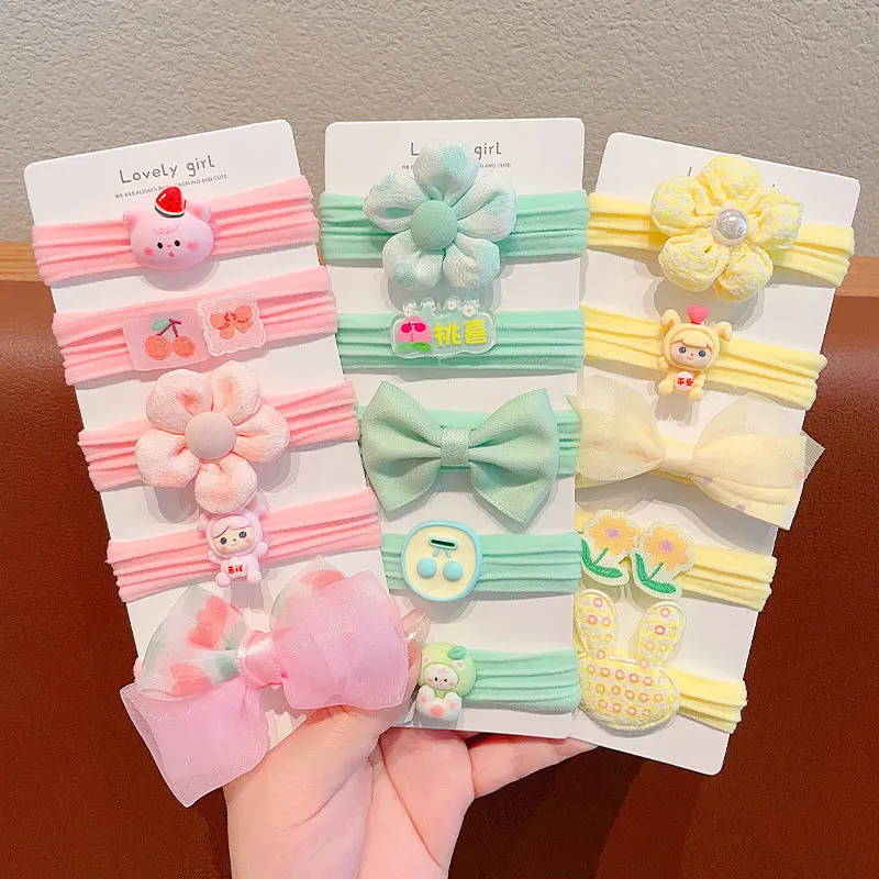 Children's Headdress Colored Towel Ring Non Damaging High Elasticity Rubber Band Girl's Ball Head Hair Accessories