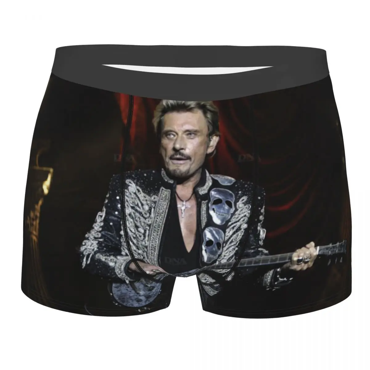 

Johnny Hallyday Boxer Shorts Men 3D Print Male Stretch French Rock Singer Underwear Panties Briefs