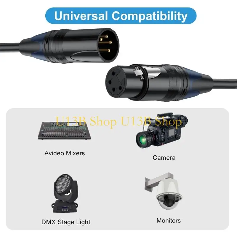 U13B XLR Cable Professional XLR 4Pin To Double 3Pin XLR Splitter Cable For Studio Recording & Live Performances 50Cm