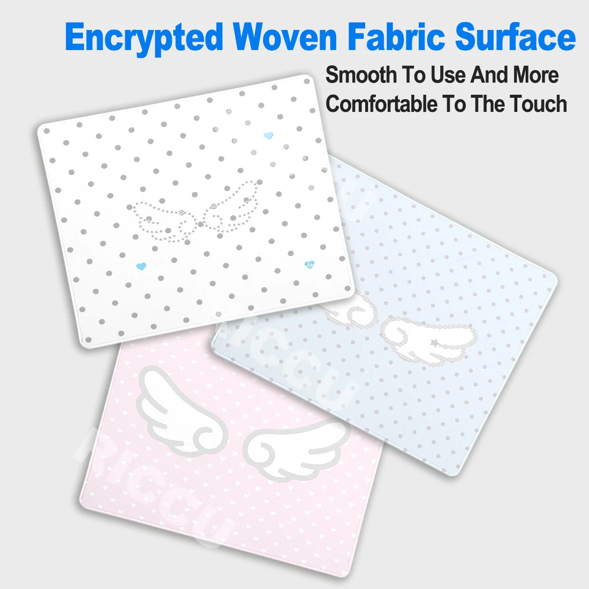 Mouse Pad Korean Ins Style Mousepad Pink Angel Wings Polka Dots Office Desk Mat Protector Rug Kawaii Aesthetic Decorat Deskpad view 4
