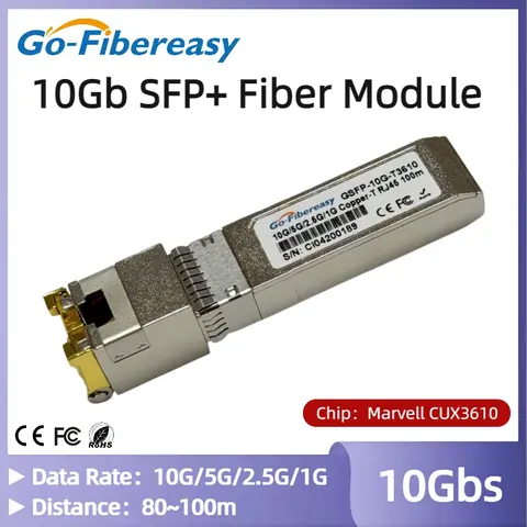 10G RJ45 SFP Copper Module 10G/5G/2.5G/1G RJ45 Port Transceiver 10GBase-T 100M Compatible with Cisco/Mikrotik Ethernet Switch