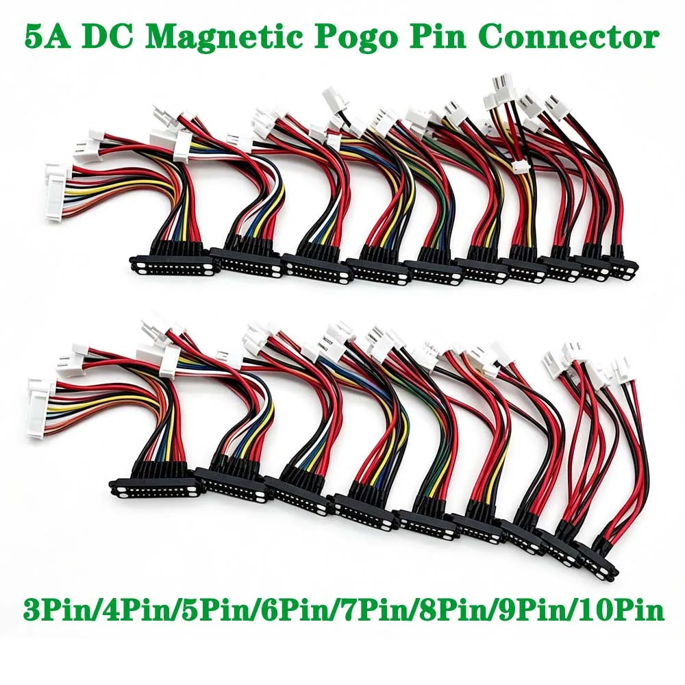 10Set 2-10Pin Magnetic Connector 5A Bonding Wire Strip Wiring Terminal DC Magnetic PogoPin Connector Solderless Quick Butt Joint
