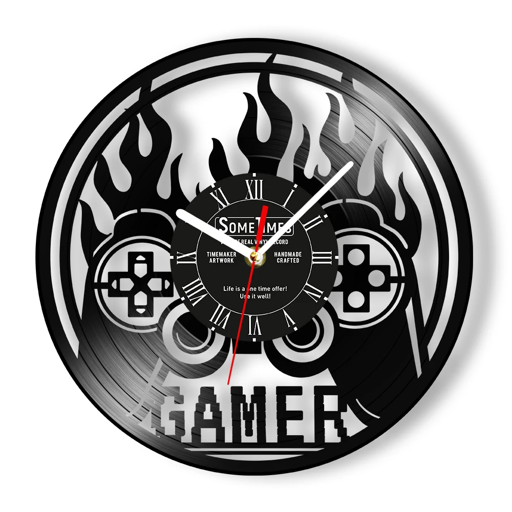 Game Console Custom Gamer Name Vinyl Record Wall Clock For Playroom Gaming Artwork Personalized Clock Retro Music Album Decor