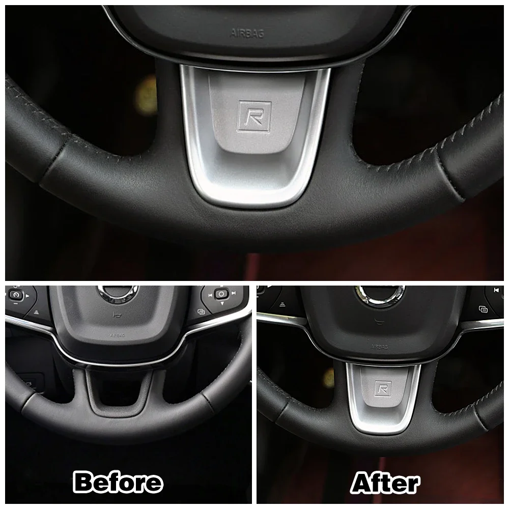 For Volvo XC40 2018-2025 Steering Wheel Switch Button Frame Cover Trim Carbon Fiber Color Silver ABS Sticker