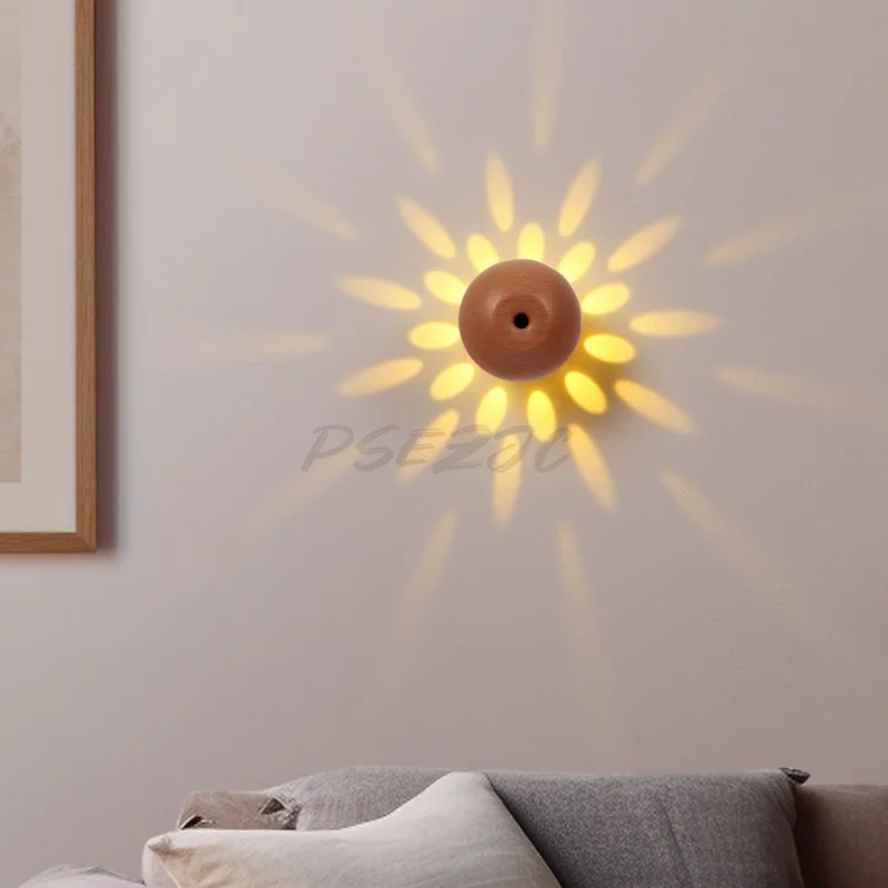 Intelligent Hand Scan Sensor Light USB Charging Magnetic Wireless Dimming Solid Wood Wall Light Small Night Light