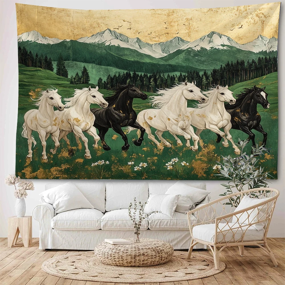 

Grassland galloping horse decorative tapestry, 2026 successful horse arrival decorative tapestry