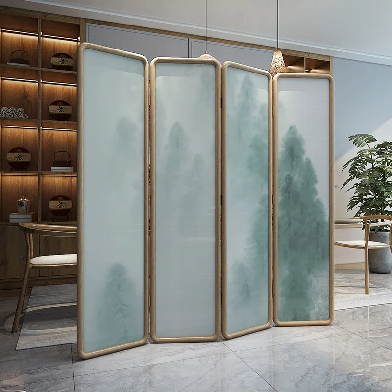 New Chinese screen partition living room bedroom block home entrance Zen jungle folding mobile folding folding screen