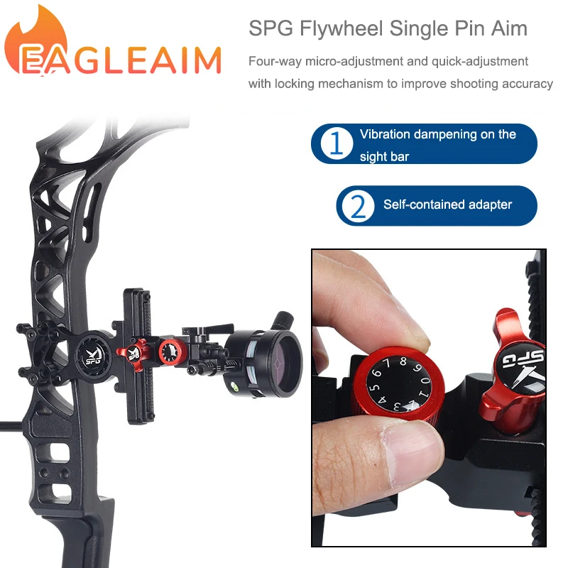 

Single Pin Bow Sight Quick Adjustable and Self Dampening Archery Compound Bow Sights 1 Pin .019'' Sight Optical Fiber For Hunti