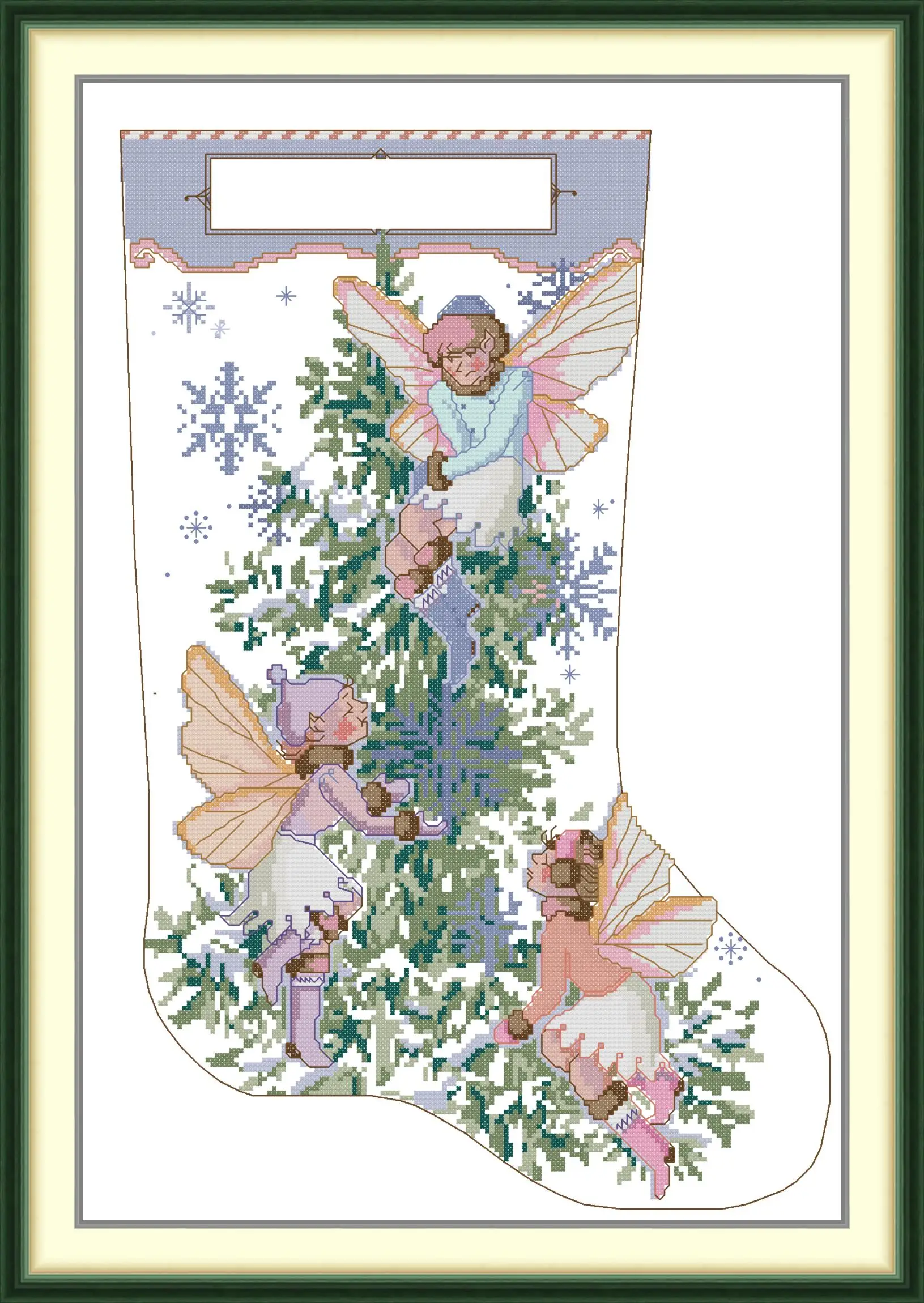 Embroidery Xmas Stocking - Joy Sunday Fairy Elf Weihnachtsstrumpf Kreuzstich-Set