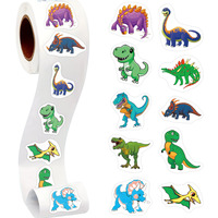500Pcs/Roll Heterotypic 10 Designs Dinosaurs Stickers 2.5cm/1.0'' DlY Decoration Learning Reward Scrapbooking Labels, Adorn Gift