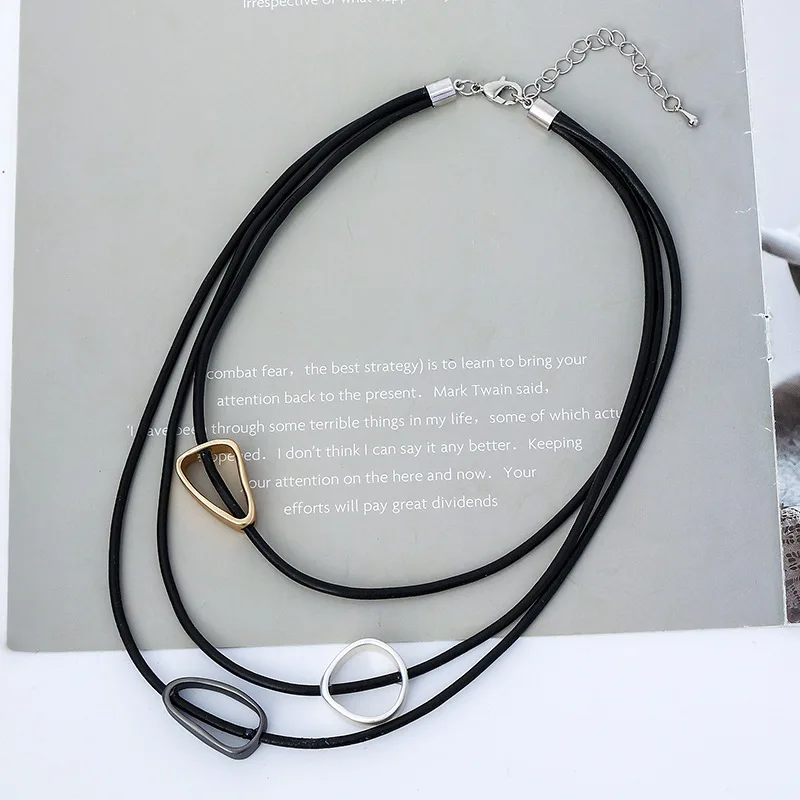 Trend Necklaces & Pendants Jewelry for Women 2022 Fashion Neck Chokers Geometric 3 Layers Vintage Suspension Goth Accessories