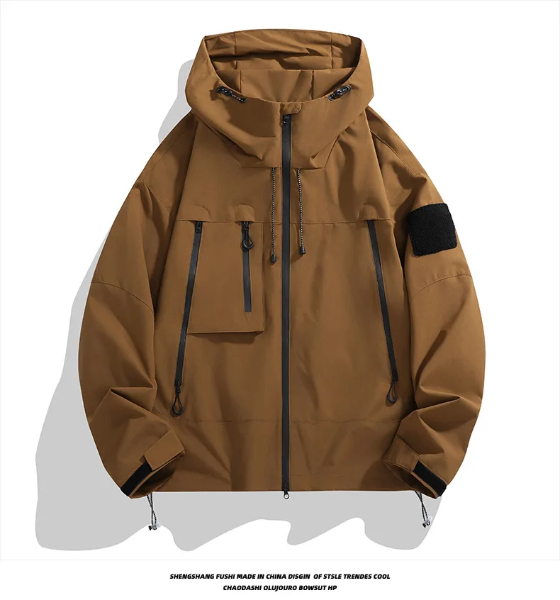 Herren- und Damenjacke, Retro, lässig, mit Stehkragen, Lederjacke, Unisex, locker geschnitten, für Frühling und Herbst, Lederjacke mit Taschen, Windjacke, Oberteil. – Detail 6