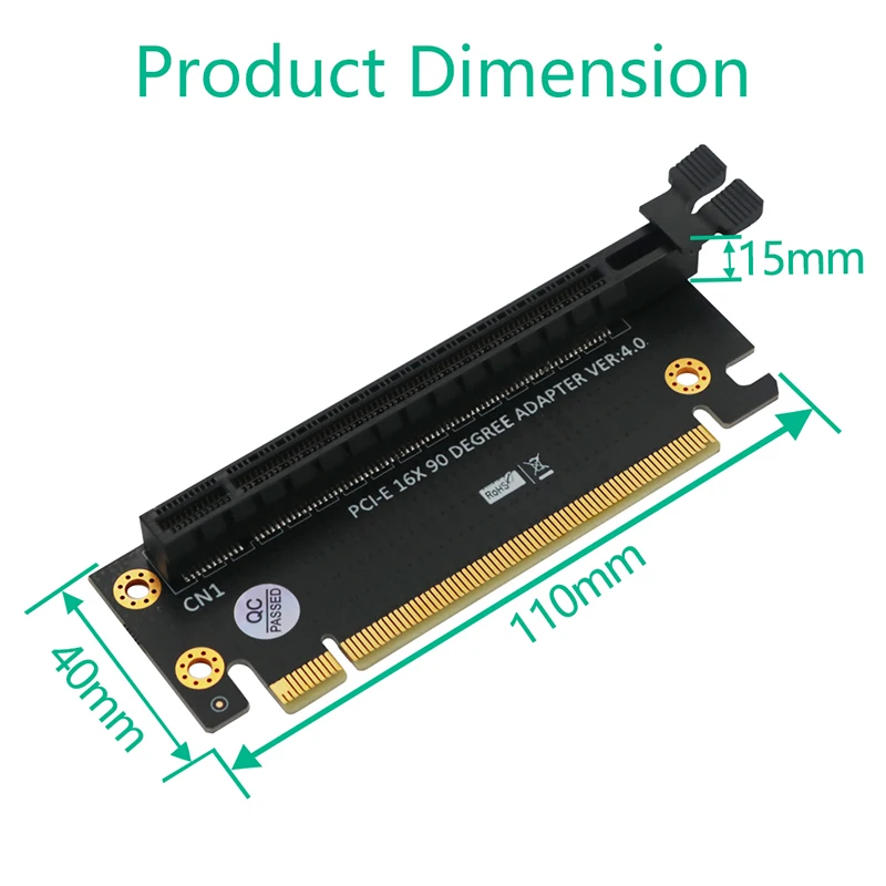 Tarjeta elevadora PCI Express 4,0 16X, ranura PCI-E a PCI-E 16X, conectores de 90 grados, adaptador de conversión PCIE X16 de alta velocidad para servidor 1U 2U