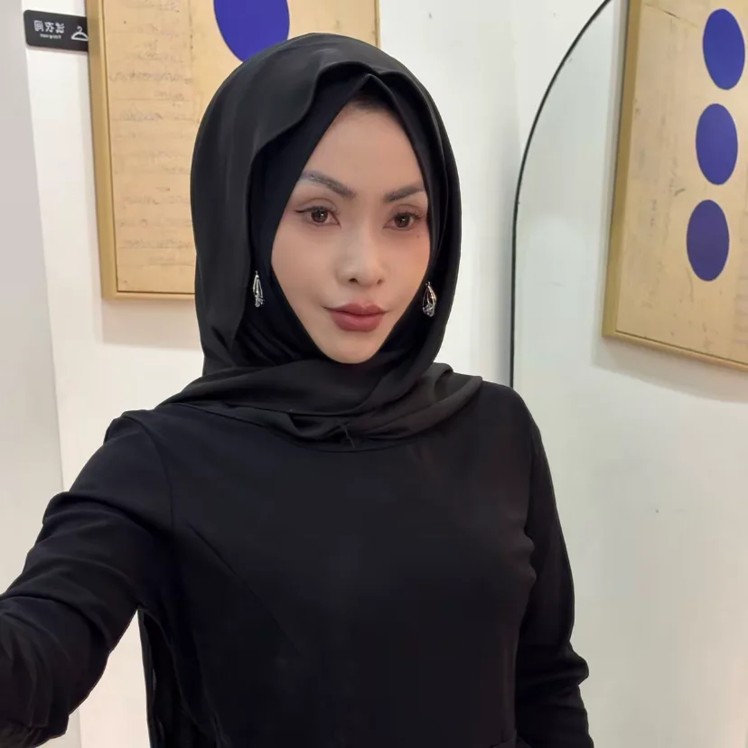 Muslim Arabian Women Rhinestone Elegant Autumn Two Layers Hijab
