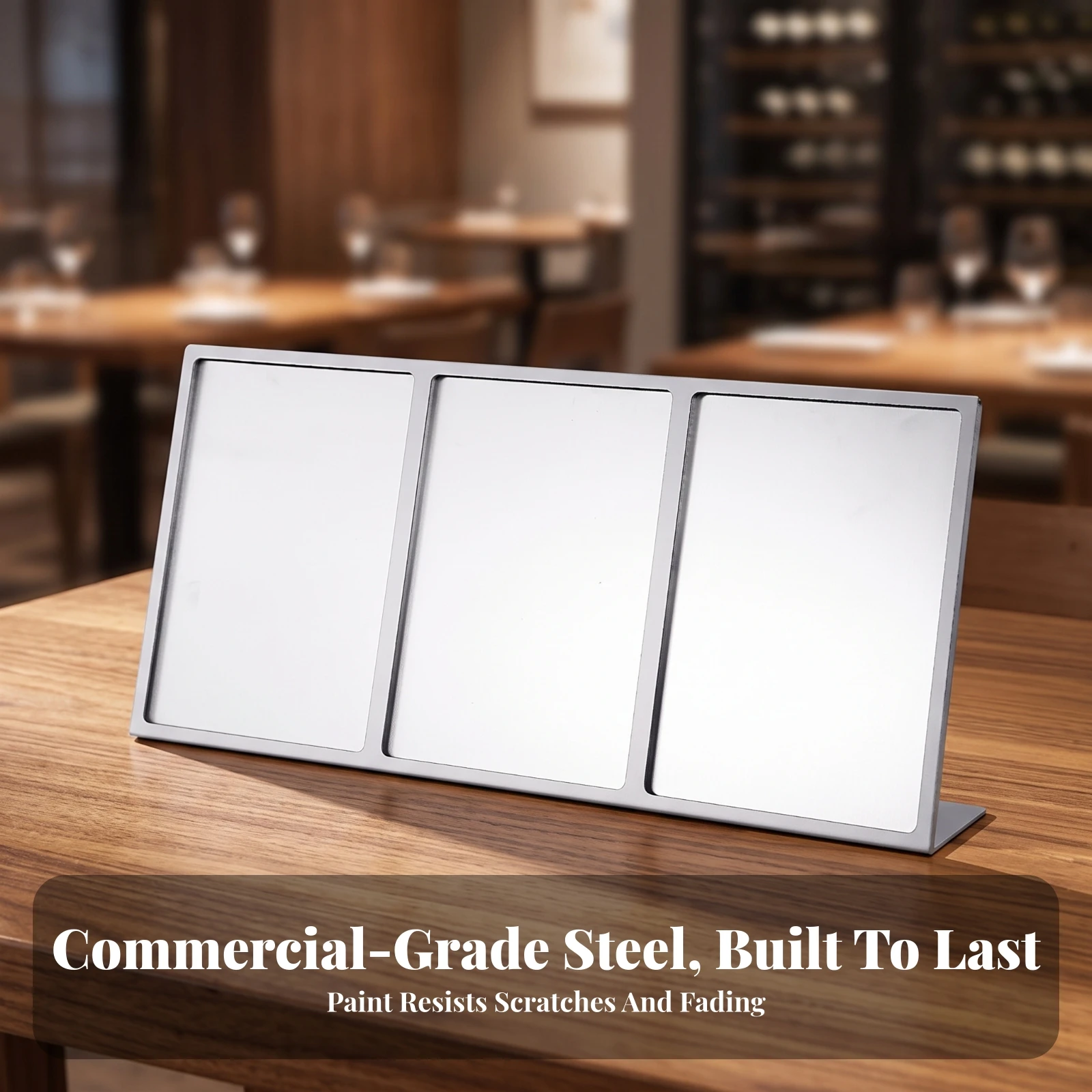 Tabletop Sign Holder Stable Menu Holder with Angled Base Countertop Display Frame Space-Saving Paper Frame Slim