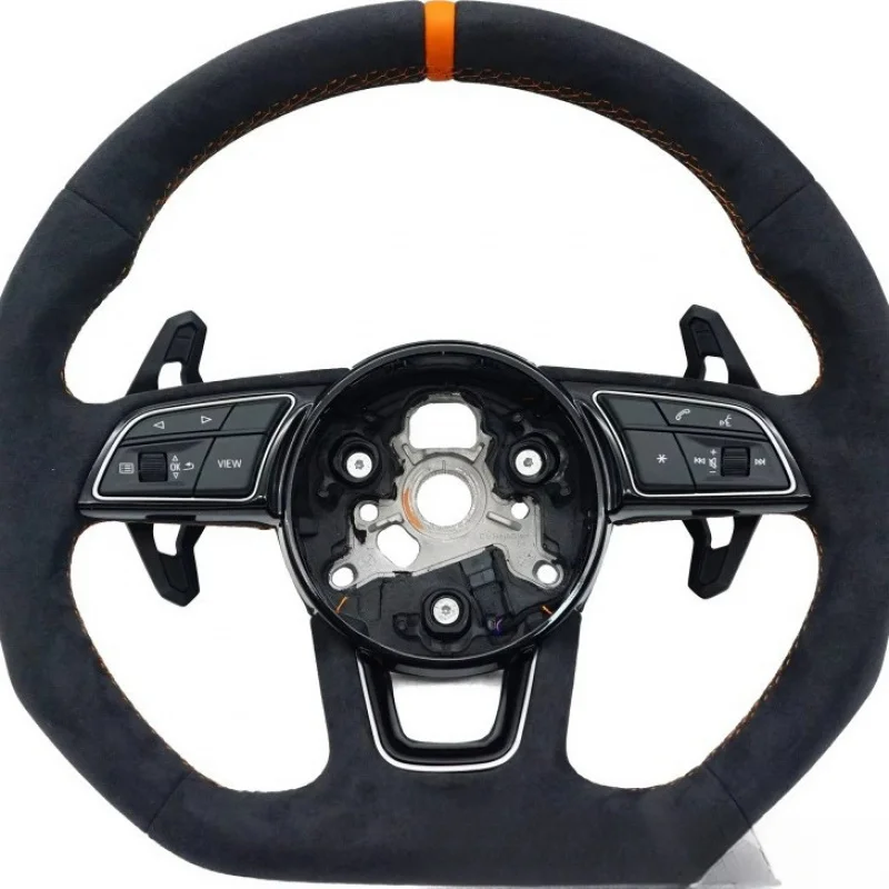 For Audi suede steering wheel with multi-function buttons and paddle shifters, modified and upgraded, direct from the m