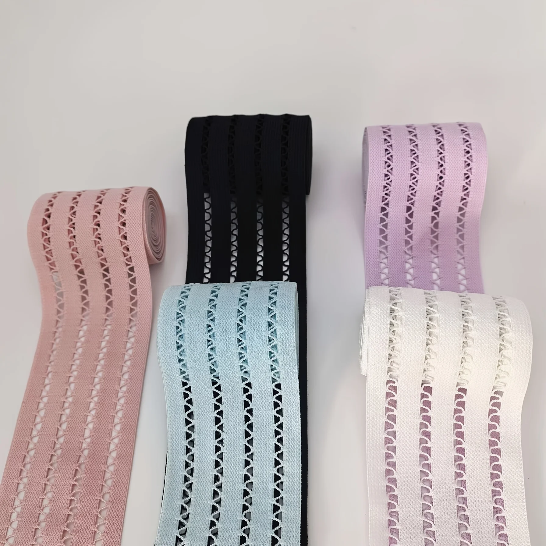 Widened Hollow Elastic Band 1 Meter, Solid Color Fabric Elastic Strap for Clothing Side DIY Handmade Projects