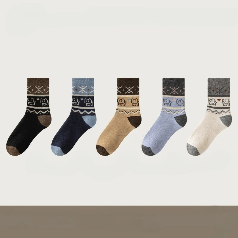 1/5 Damen Herbst Winter warme Plüsch dicke kältebeständige Mittelrohrsocken antibakterielle desodorierende bequeme Freizeitsocken