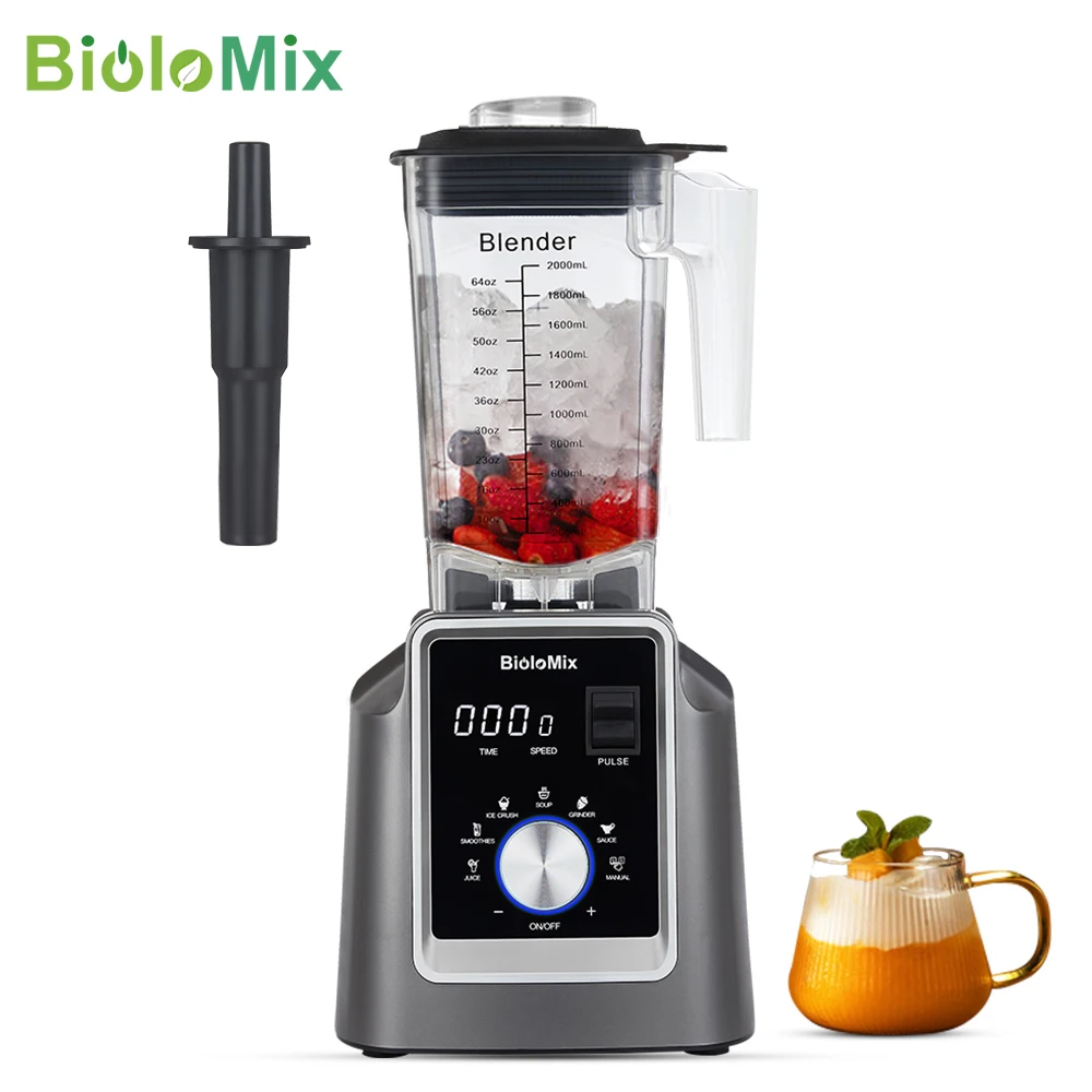 BioloMix Digital BPA FREE 2L Automatic Professional Blender, Juicer Food Processor Ice Smoothies Fruit, FREE GIFT 600ml dry jar