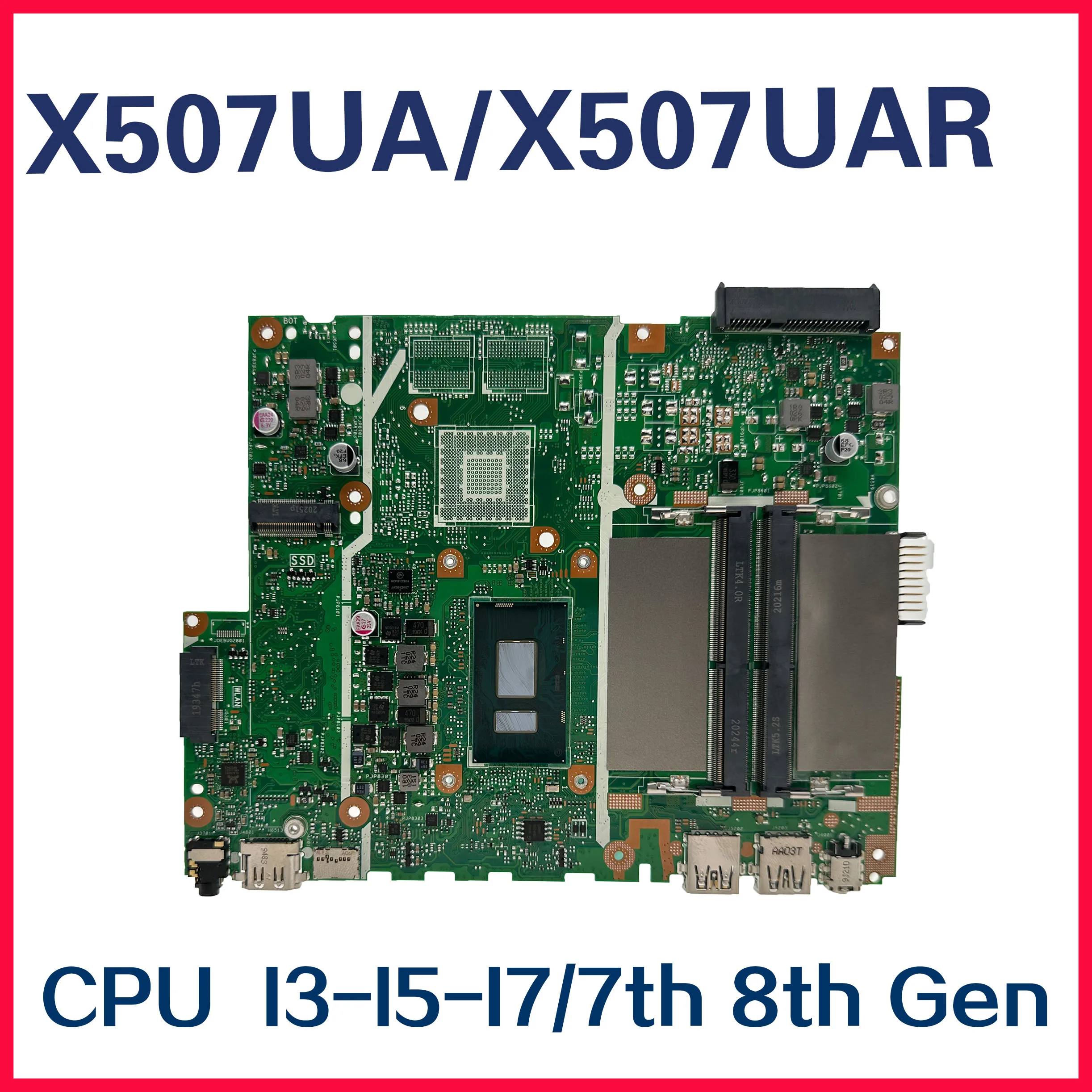 Motherboard Dinzi X507UB X507UBR UNTUK Asus X507utar X507UA X507UF Y5000UB Y5000U Laptop Mainboard dengan I3 I5 I7 6th 8th V2G/GM