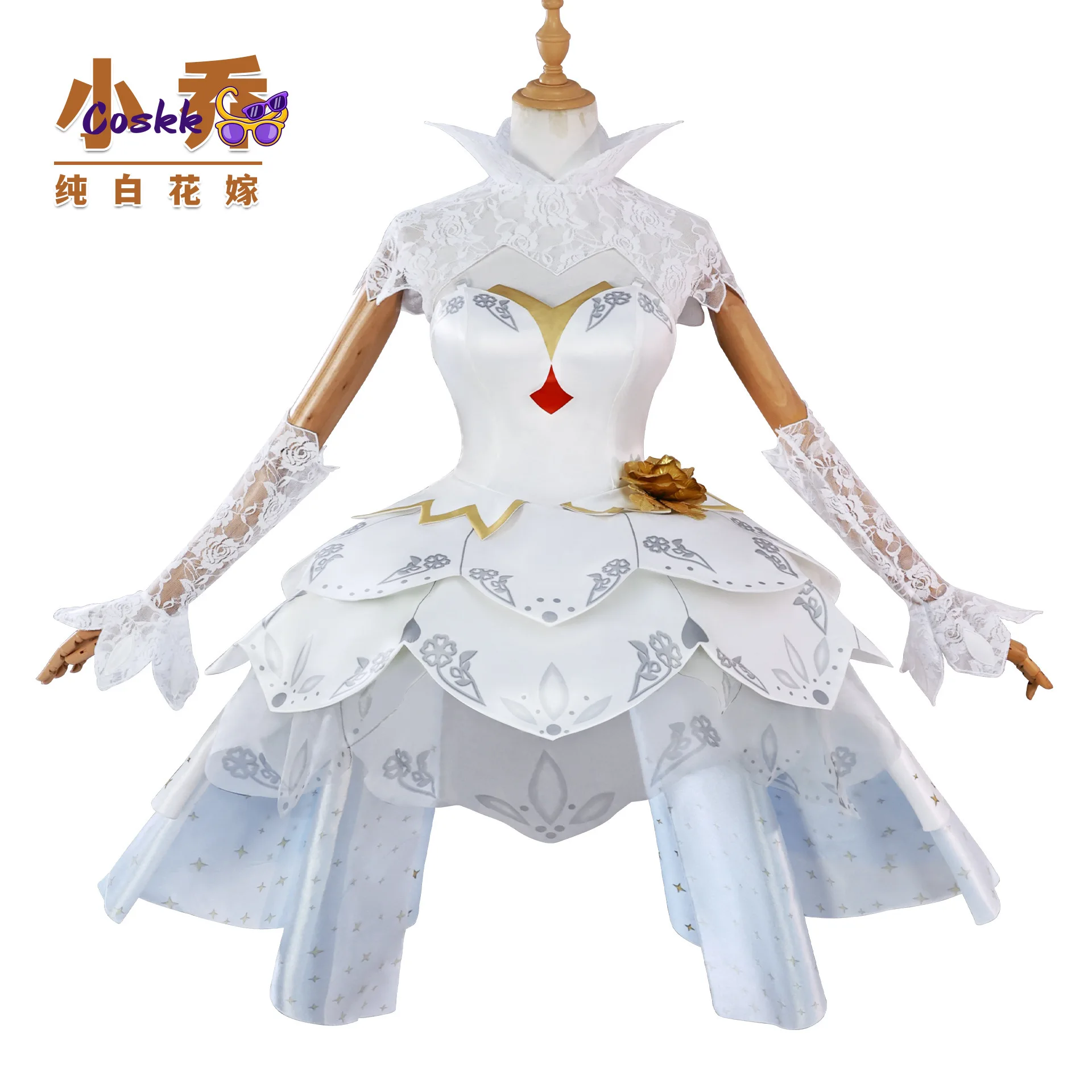 

Костюм для косплея Xiao Qiao из Game King of Glory, полный комплект: свадебное аниме-платье чисто белого цвета, парик, фата, аксессуары. Высококачественная аниме-одежда (женская).