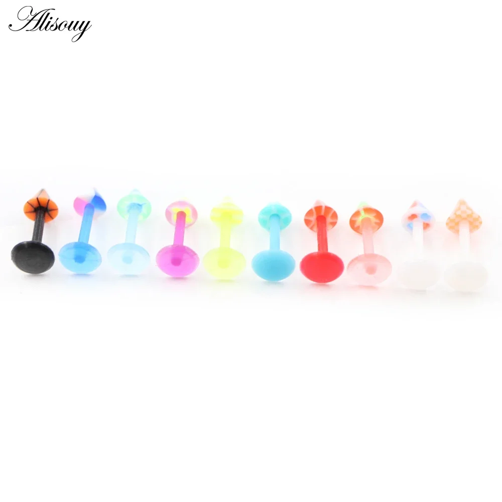 Alisouy 1PC Colorful UV Ear Tragus Helix Cartilage Bioflex Flexible Labret Retainer Lip Stud Acrylic Basic Piercing Body Jewelry