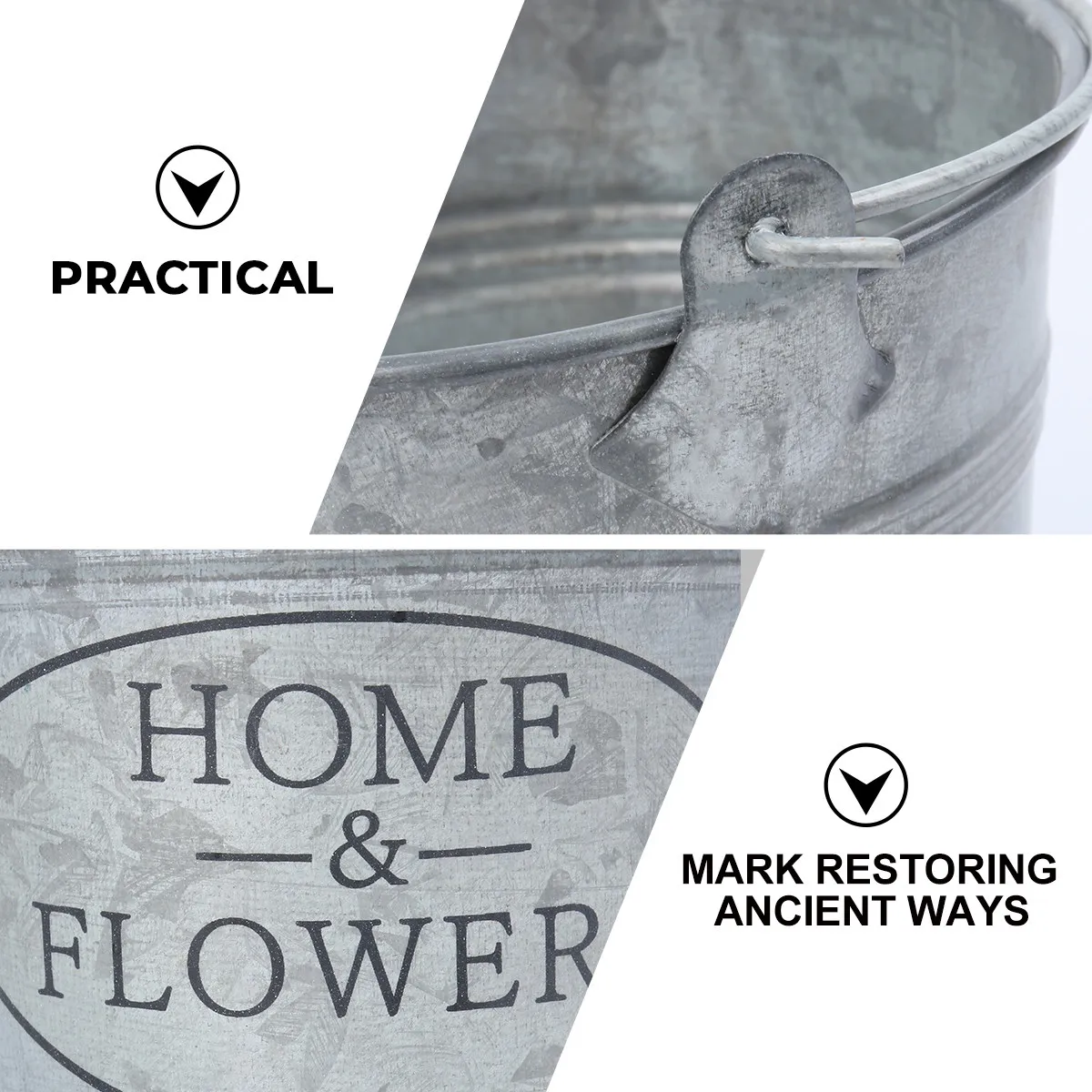 4Pcs Finish Iron Flower Bucket Vintage Plant Pot Balcony Home Garden Decoration Flowerpot Iron Flower Pot