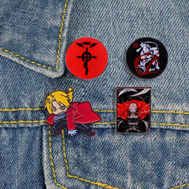 High Quality Japanese Manga Fullmetal Alchemist Enamel Pin Anime TV Badge Cartoon Brooch Backpack Hat Bag Lapel Pin Accessories