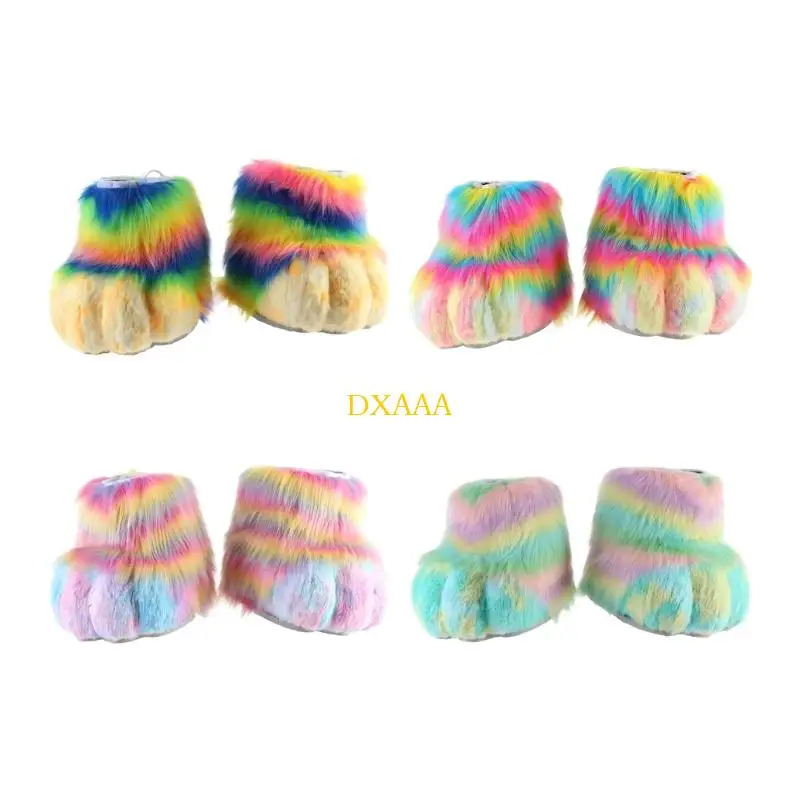 DXAA Gatti Lupo Cane Volpi Fursuit Piedi Zampe Artiglio Scarpe Stivali Pantofole pelose animali