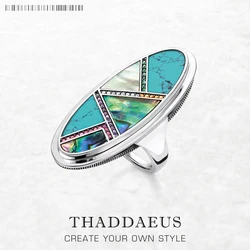 Powerful Lucky Meaningful Statement Ring,Europe Fine Jewerly For Women Autumn Mystical Turquoise Gift In 925 Sterling Silver