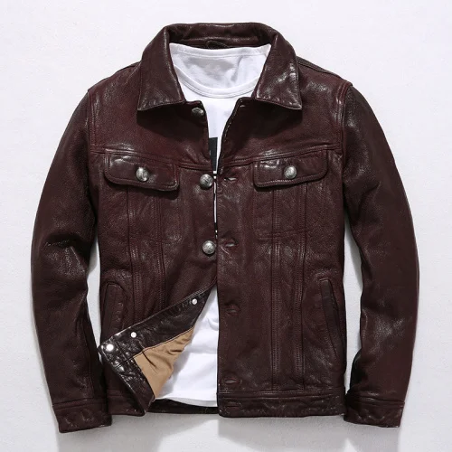 

Genuine Jacket Men Spring Clothes 2023 Motociclista Biker Real Sheepskin Leather Coat Man Streetwear Chaqueta 905