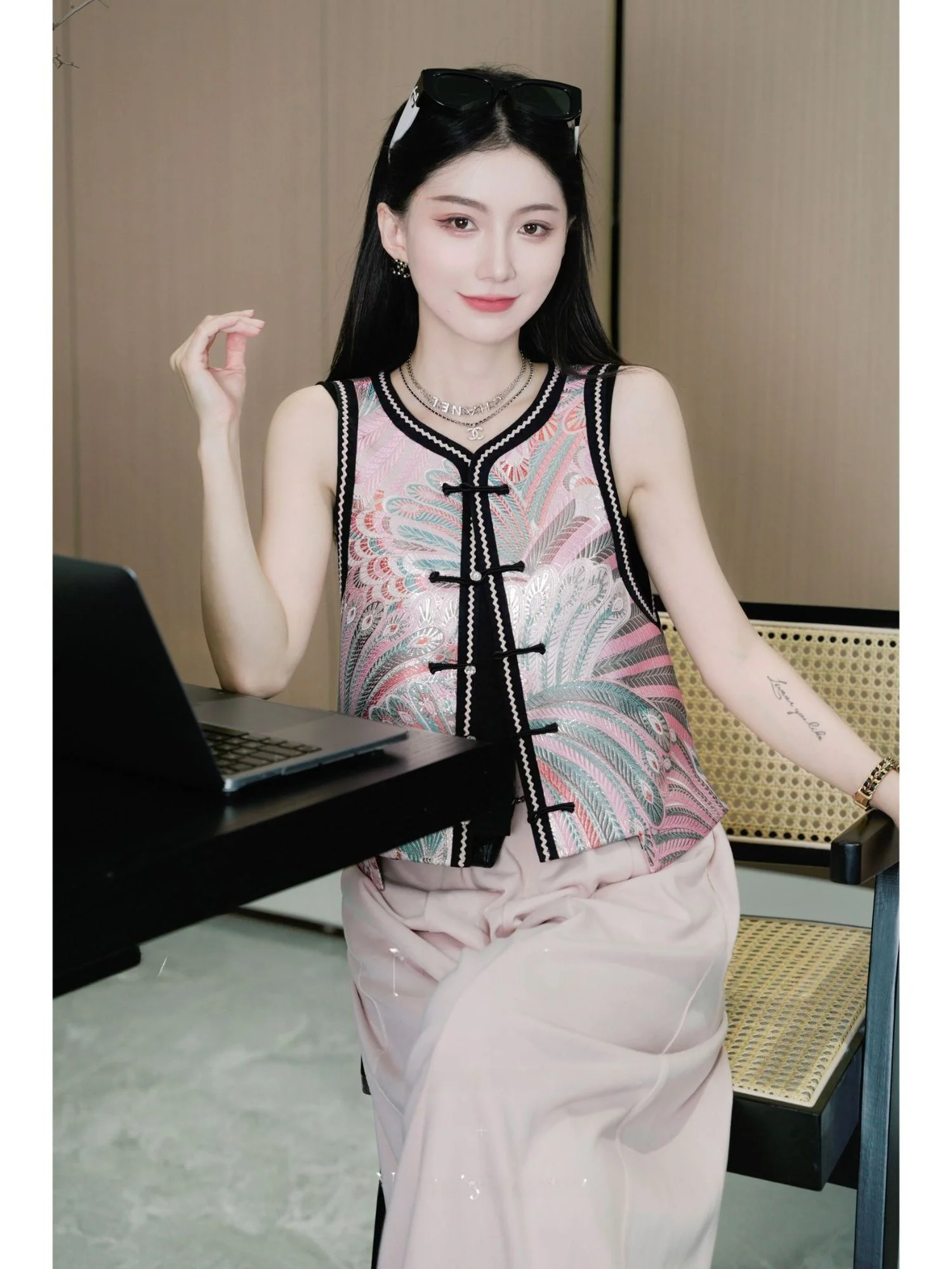 

Новая женская безрукавка с китайским узором Феникса, круглый вырез, верхняя одежда, оригинальный дизайн Yang GZ Feng Rebirth, свободный крой