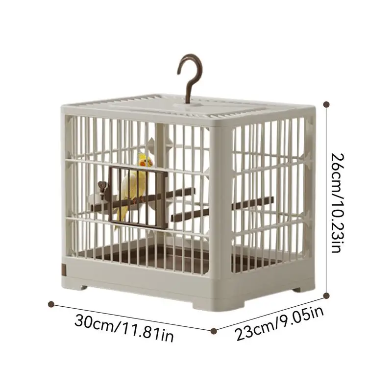 Travel Bird Cage Bird Travel Carrier Ornamental Birdcages Features Standing Pole Detachable Tray & Hook Handle For Parakeets