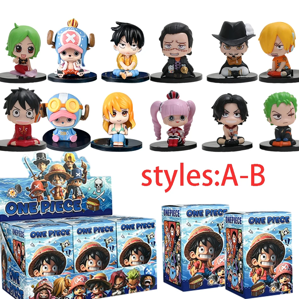 Caja Sorpresa de 1-12 Piezas, Figura de Anime One Piece, Luffy Roronoa Zoro, 6cm, Versión Q, Figura de Acción, Juguete Bonito, Decoración de Escritorio, Modelo de Regalo