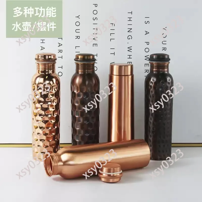 Handmade Pure Copper Water Bottle Lightweight Leakproof Portable Kettle For Outdoor Travel Daily Home