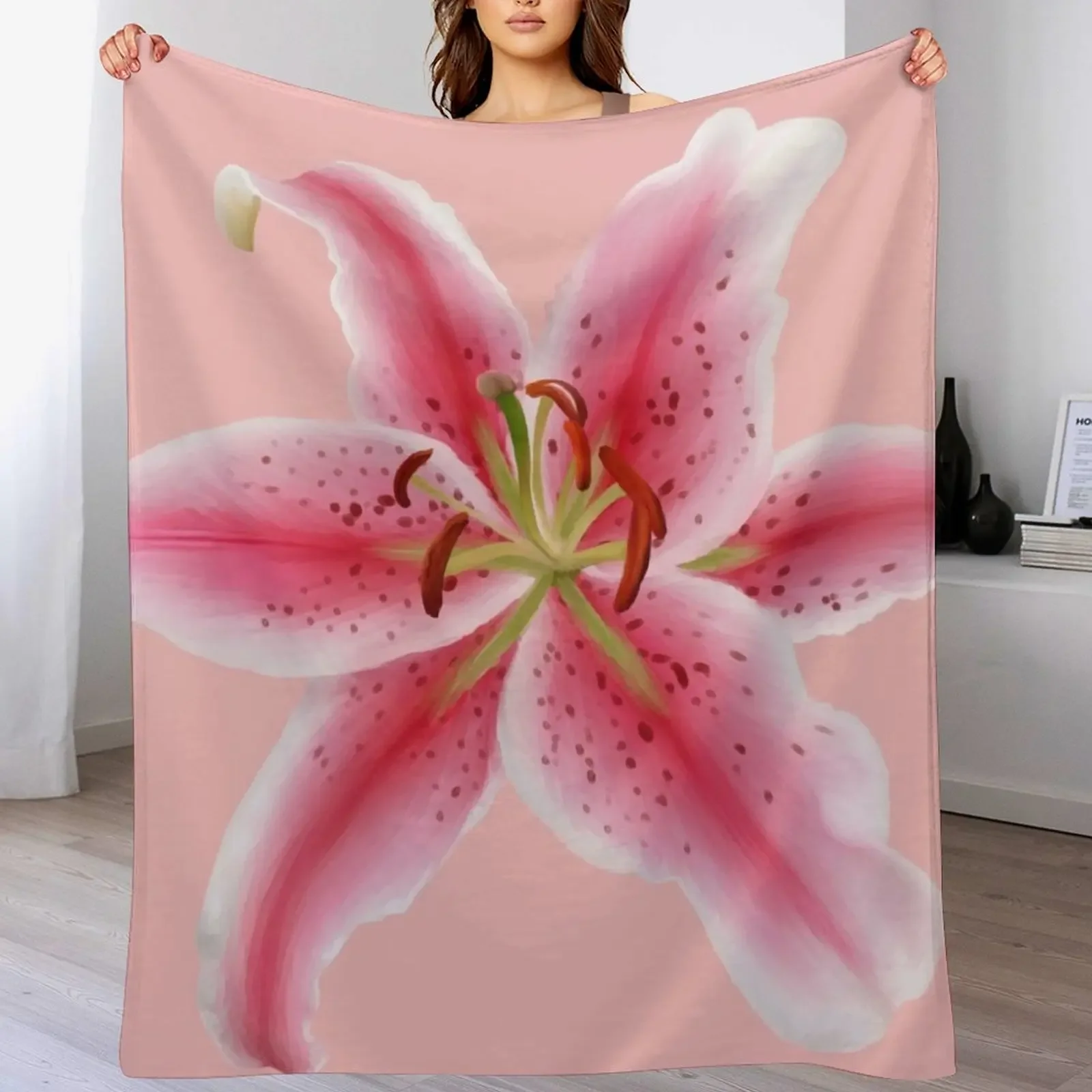 Stargazer Lily Throw Blanket Hair Bed Blankets