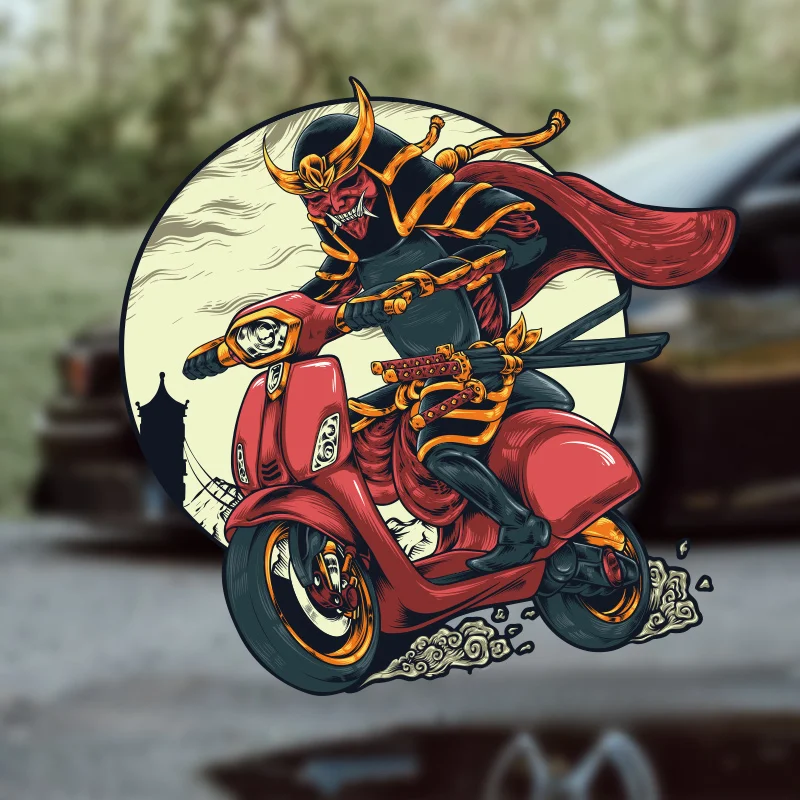 

1PC Japanese Ghost Samurai Car Stickers Waterproof JDM Auto Rear Bumper Window Side Body Vinyl Decals Sunscreen Decoration