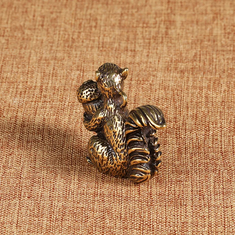 Retro Solid Brass Squirrel Keychain Ornament