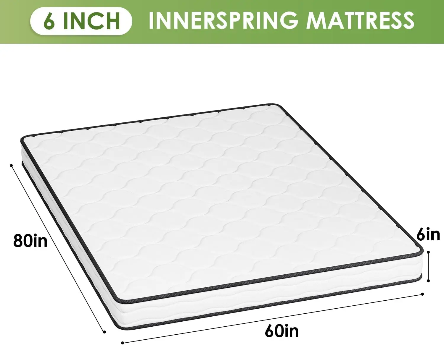 Hybrid Mattress with Innerspring and Foam/Fiberglass Free/Medium Firm Spring Mattress/Queen Size Mattress in a Box/CertiPUR-US C