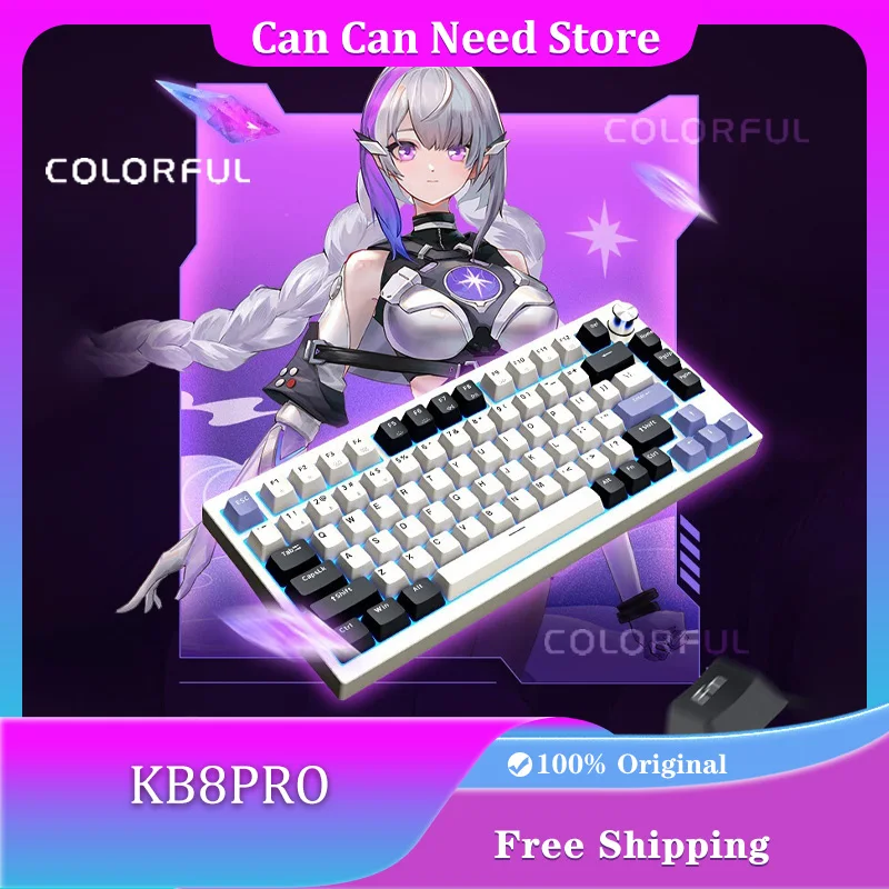

Colorful KB8Pro Mechanical Keyboard Tri-mode RGB Hot Swap Gasket 8000mAh Aluminum Alloy Custom Low Latency Gaming Keybaords