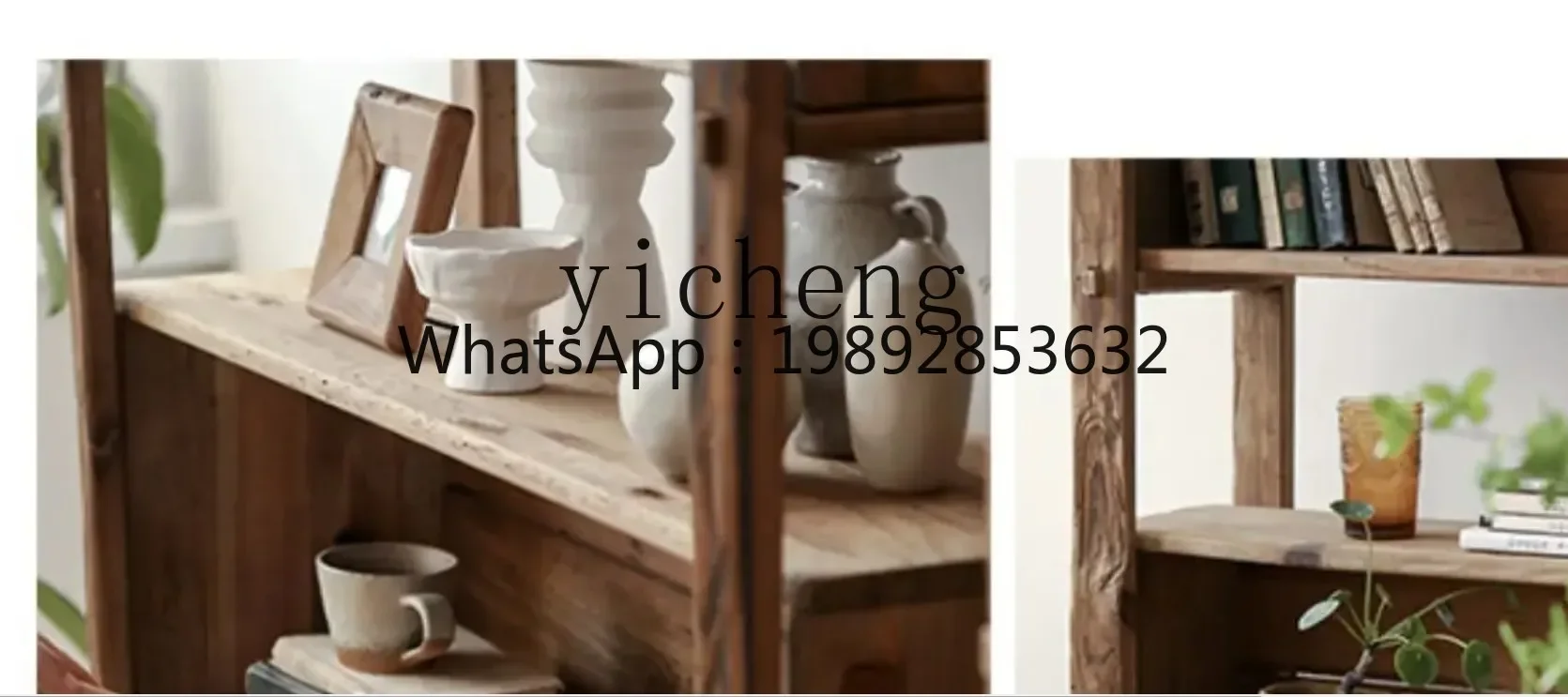 YFY Pine Wood High Shelf Wall-Mounted Four-Layer Storage Cabinet Vintage Wabi-Sabi Style Solid Wood Decorative Cabinet