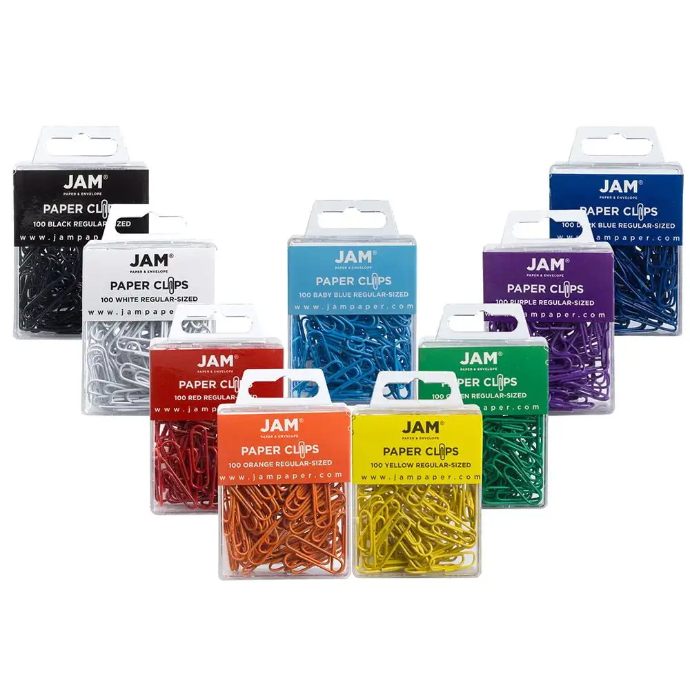 

JAM Paper Standard Paper Clips, Assorted Colors, Small 1 inch, 900/Pack