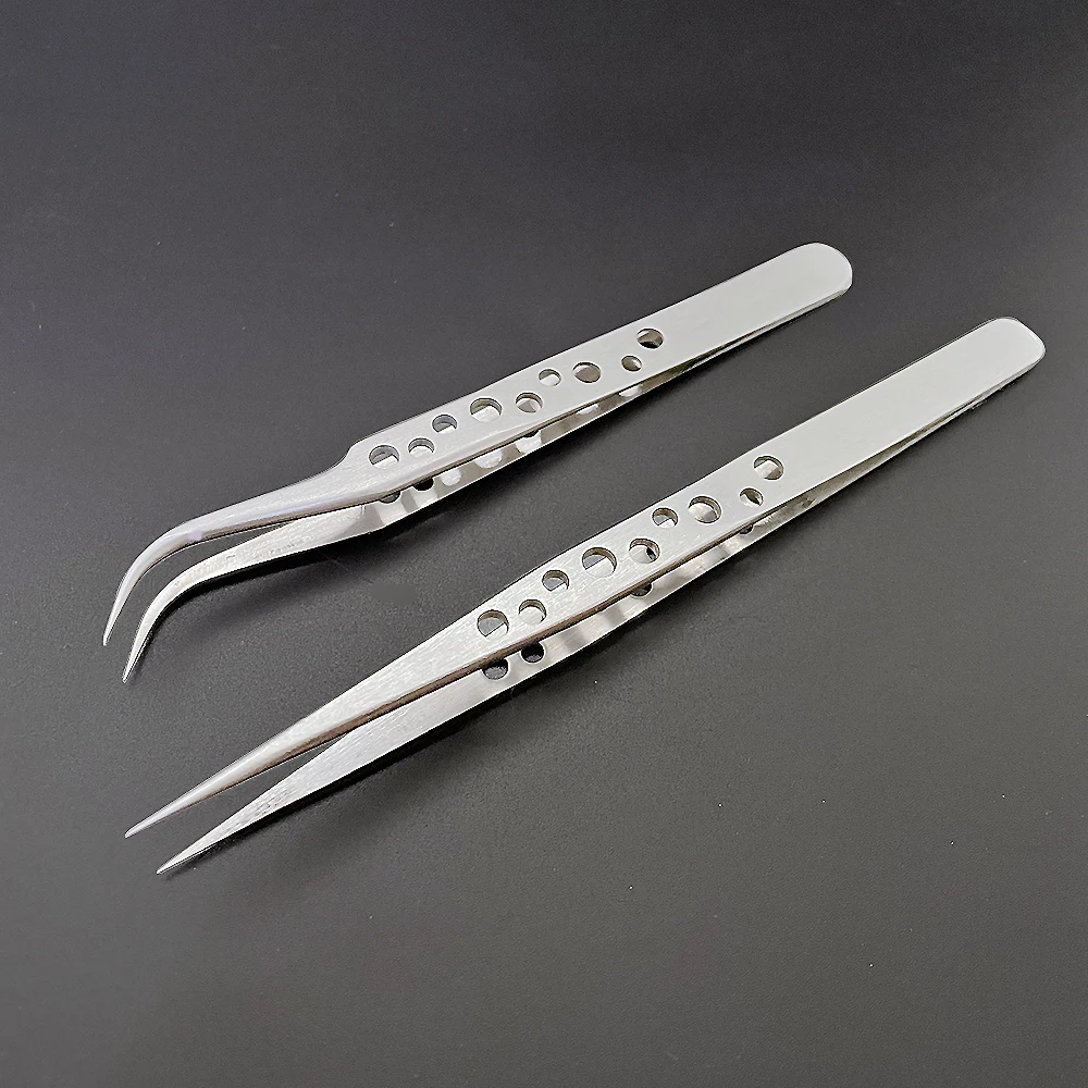 Industrial Tweezers Electronics Anti-static Curved Straight Tip Precision Stainless DIY Hand Tools Sets Forceps Phone Repair