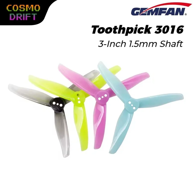 GEMFAN – cure-dents 3016, hélices à 3 pales de 3 pouces, arbre de 1.5mm, Drone FPV léger, Micro quadrirotor, accessoires haute efficacité, 2 paires