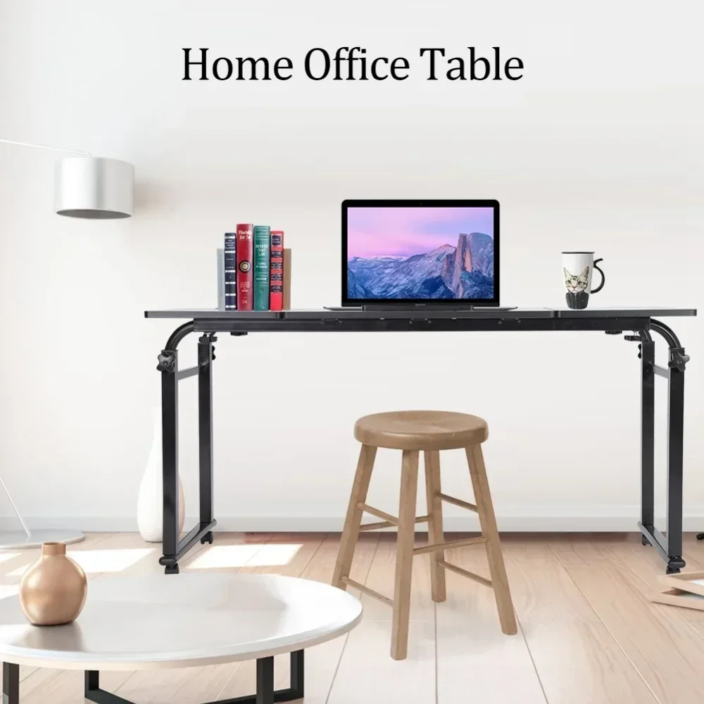 Adjustable Laptop Cart Mobile Computer Desk Overbed Writing Table with Wheels